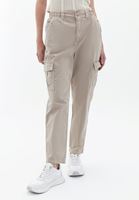 Women Beige Carrot Fit Cargo Pants