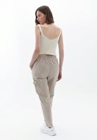 Women Beige Carrot Fit Cargo Pants