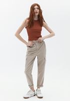 Women Beige Carrot Fit Cargo Pants