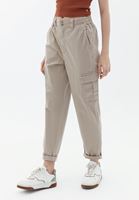 Women Beige Carrot Fit Cargo Pants