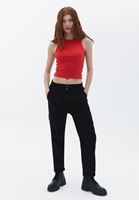 Women Black Carrot Fit Cargo Pants