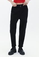 Women Black Carrot Fit Cargo Pants