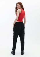 Women Black Carrot Fit Cargo Pants