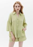 Women Green Cotton Oversize Shirt