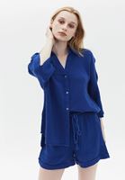 Women Blue Cotton Oversize Shirt