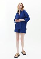 Women Blue Cotton Oversize Shirt