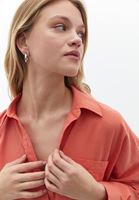 Women Orange Oversize Shirt with Pocket