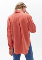 Women Orange Oversize Shirt with Pocket