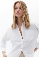 Women White Oversize Shirt with Pocket