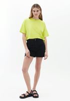 Women Green Cotton Crop Tshirt with Neckline Detail