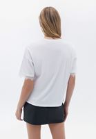 Women White Crew Neck Loose Fit Tshirt