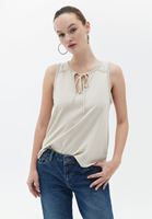 Women Cream Embroidered Singlet