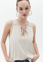 Women Cream Embroidered Singlet