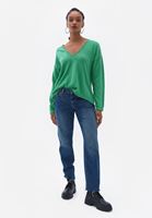 Women Green Cotton Loose Fit Sweater