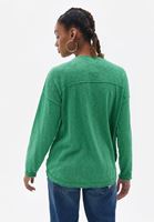 Women Green Cotton Loose Fit Sweater