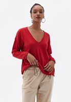 Bayan Kırmızı Pamuklu Loose-Fit Kazak
