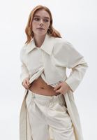 Women Cream Loose Fit Trechcoat with Belt