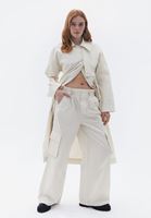 Women Cream Loose Fit Trechcoat with Belt