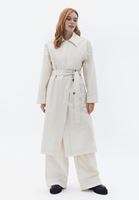 Women Cream Loose Fit Trechcoat with Belt