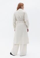 Women Cream Loose Fit Trechcoat with Belt