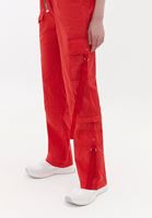 Women Red Mid Rise Straight Fit Cargo Pants