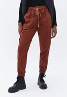 Women Brown Elasticated waistband cargo jogger pants