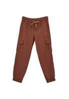 Women Brown Elasticated waistband cargo jogger pants