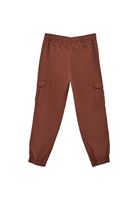 Women Brown Elasticated waistband cargo jogger pants