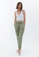 Women Green Elasticated waistband cargo jogger pants