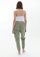 Women Green Elasticated waistband cargo jogger pants