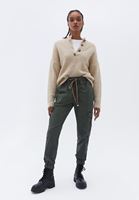 Women Green Elasticated waistband cargo jogger pants