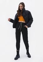 Women Black Elasticated waistband cargo jogger pants