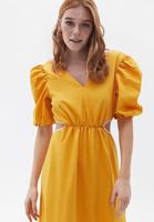 Women Yellow Maxi Dress with Cut Out Detail