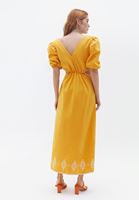 Women Yellow Maxi Dress with Cut Out Detail