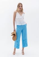 Women Blue Ultra High Rise Straight Fit Pants