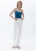 Women White Cotton High Rise Pants