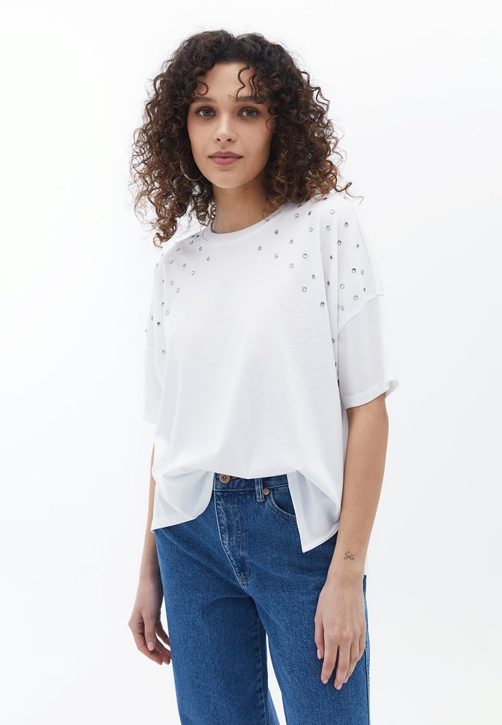 Women White Cotton Oversize Tshirt
