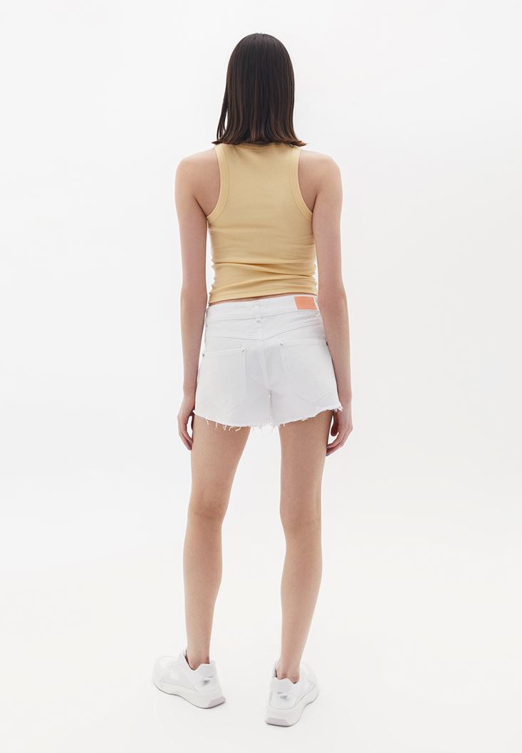 Women White Mid Rise Mini Shorts