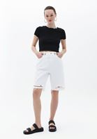 Women White Denim Bermuda Shorts