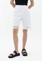 Women White Denim Bermuda Shorts