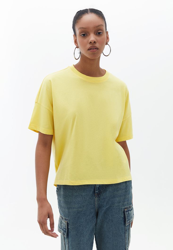 Women Yellow Cotton Oversize Tshirt