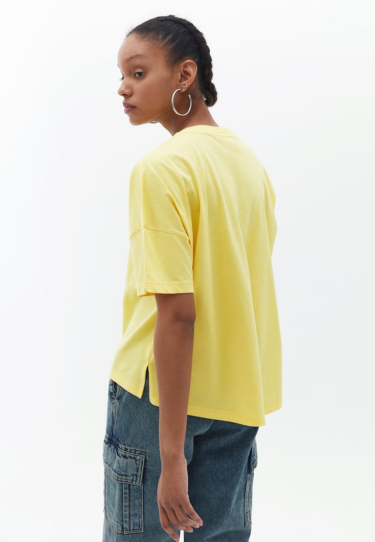 Women Yellow Cotton Oversize Tshirt