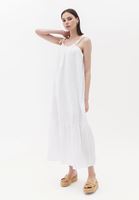 Women White Maxi Dress with Tie-up Detail