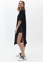 Women Black Cotton Maxi Tshirt