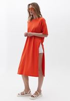 Women Orange Cotton Maxi Tshirt