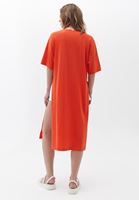 Women Orange Cotton Maxi Tshirt