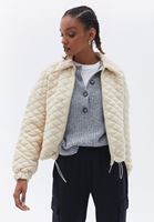 Women Beige Loose Fit Zippered Jacket