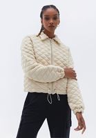 Women Beige Loose Fit Zippered Jacket