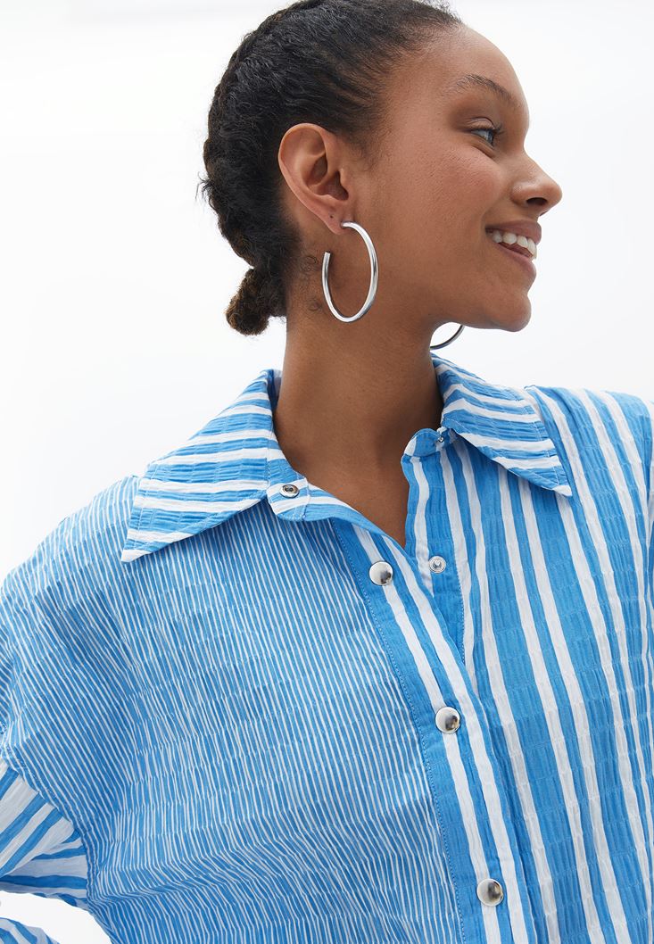 Women Mixed Oversize Striped Shirt