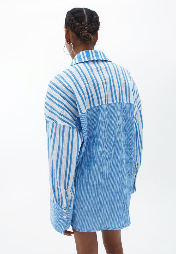 Women Mixed Oversize Striped Shirt